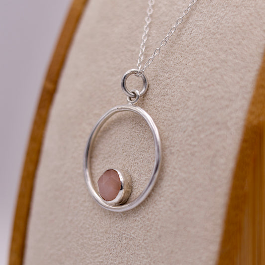 Sterling Silver and Peach Moonstone Pendant