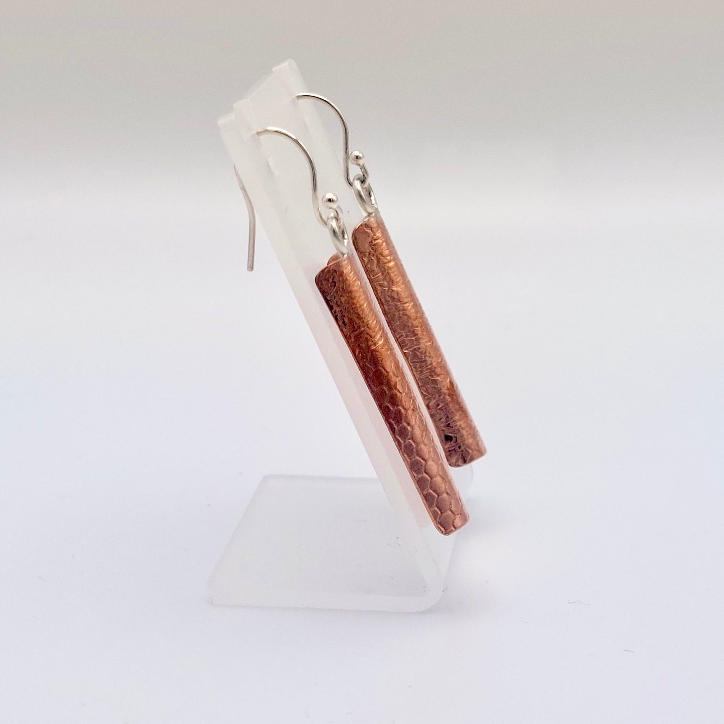 Curved and Textured Copper Earrings